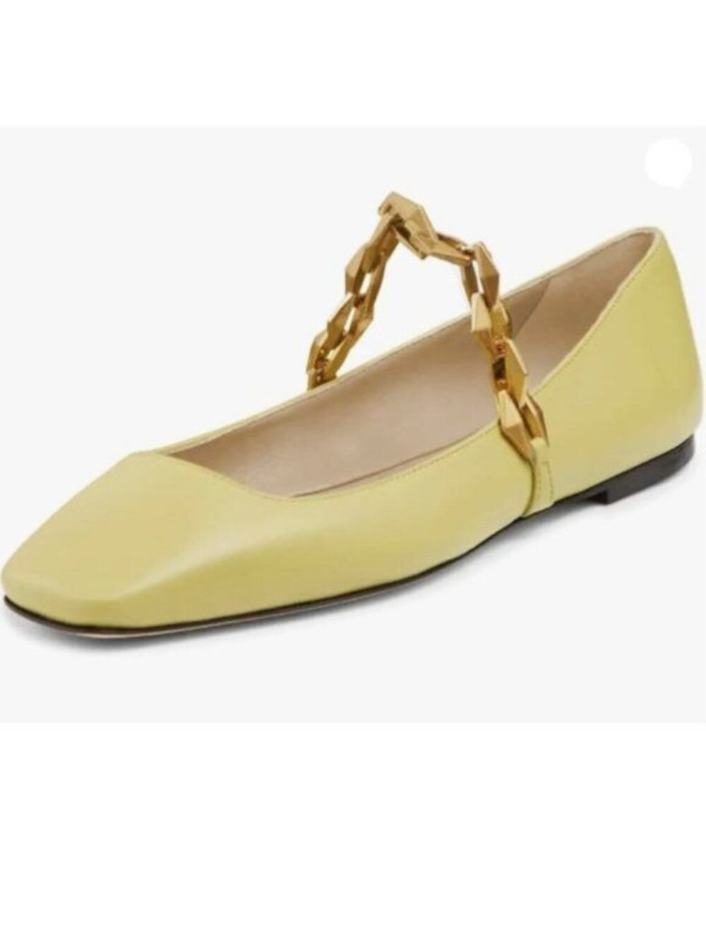 miss left Women Chain Strap Mary Janes Shoes Slip On Closed Square Toe Yellow